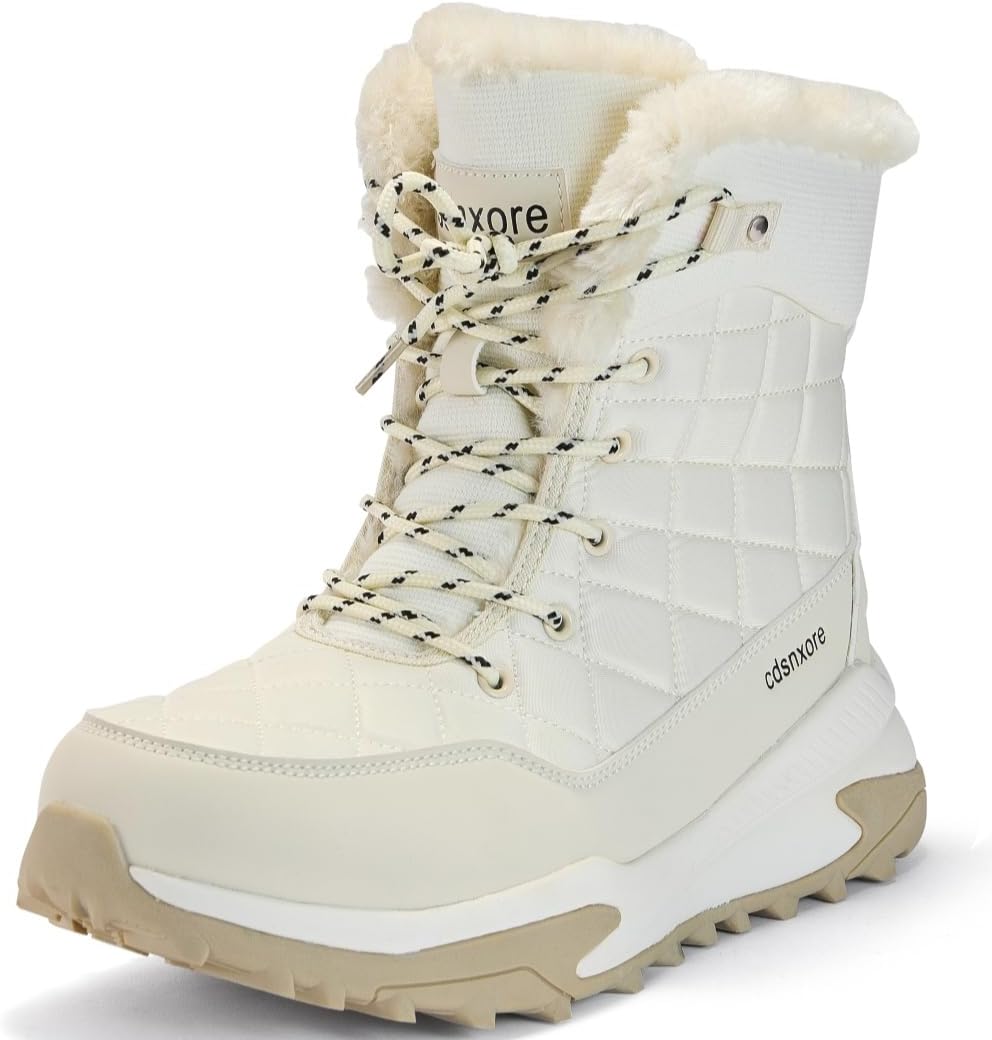 حذاء شتوي مبطن دافئ للنساء، حذاء ثلج مقاوم للماء للرحلات الخارجية والمشي لمسافات طويلة، مقاس 36-42