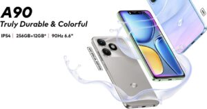 جوال ذكي بذاكرة تخزين 256 جيجابايت وذاكرة رام 4 جيجابايت، جوال اي تيل A90 شبكة الجيل الرابع 4G، لون ستارلايت بلاك