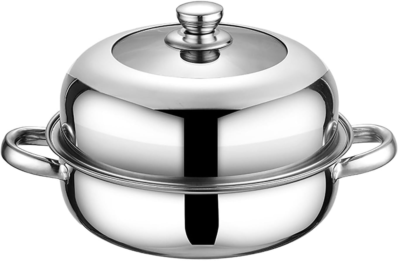 Bright Home Stainless Steel 1-Layer Food Steamer with Lid – Healthy, Fast & Easy Cooking for Vegetables, Fish, Dumplings & More