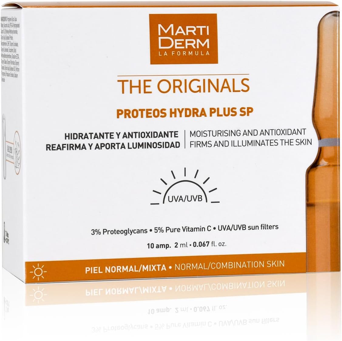 مارتيديرم 10 امبولات بروتيوس هيدرا بلس بعامل وقاية من الشمس 15+ ذا اوريجينالز | ترطب بشكل واقي | تصلح الانسجة الضامة وتحفز بشرتك ضد الاشعة فوق البنفسجية الطويلة | تشد البشرة وتعمق انتاج الكولاجين |