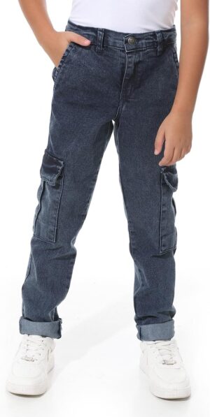 سروال جينز بقصة فضفاضة بأزرار للإغلاق للأولاد من اندورا