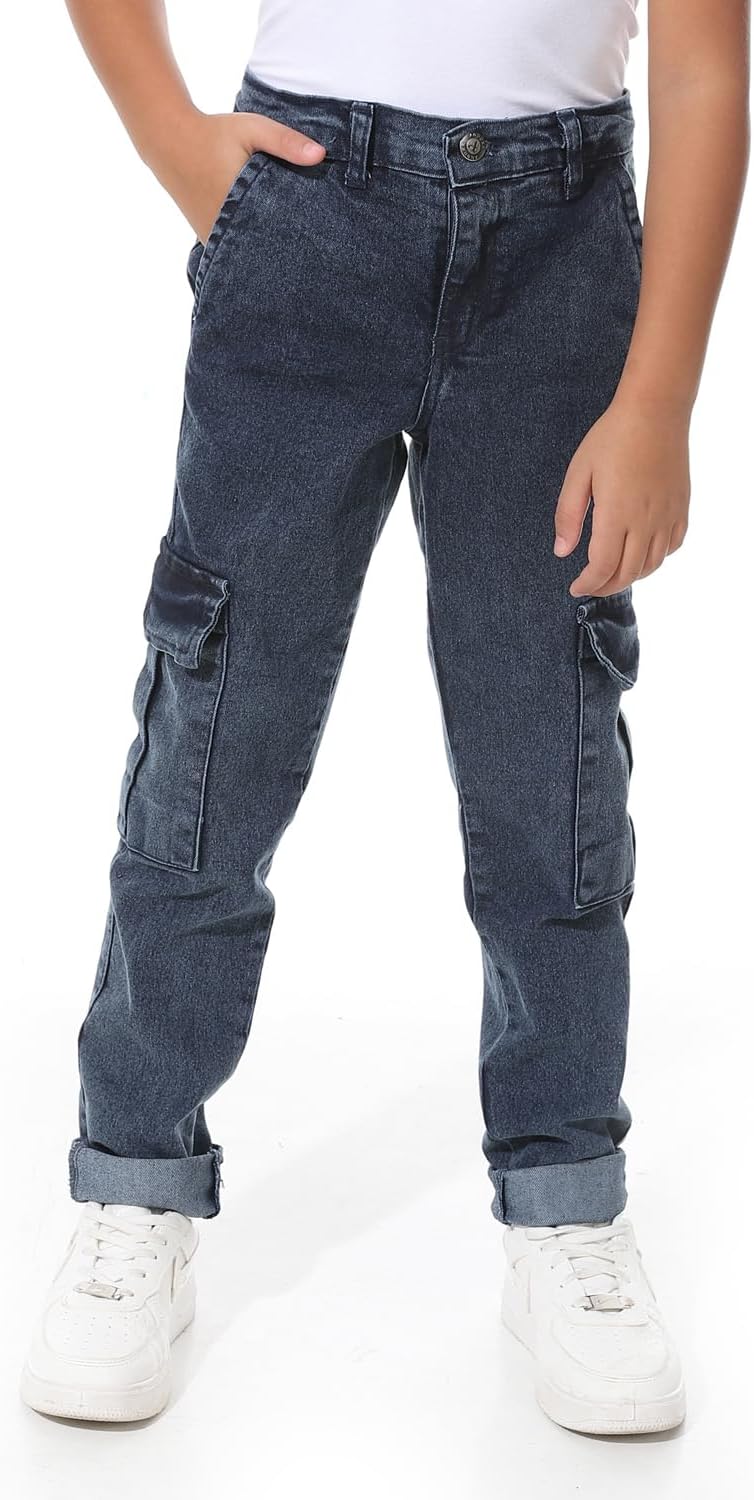 سروال جينز بقصة فضفاضة بأزرار للإغلاق للأولاد من اندورا