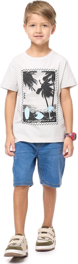 R&B Boys 325-0777KB502-1 Printed T-Shirt with Crew Neck and Short Sleeves