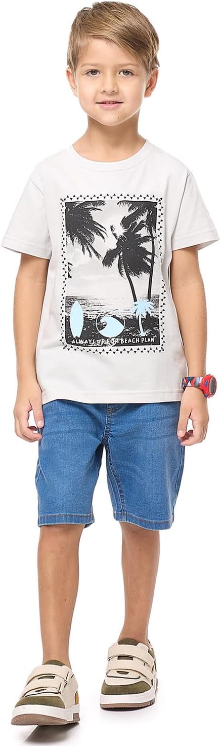 R&B Boys 325-0777KB502-1 Printed T-Shirt with Crew Neck and Short Sleeves