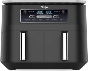 Ninja Foodi Dual Zone Digital Air Fryer, 2 Drawers, 7.6L, 6-in-1, Air Fry, Max Crisp, Roast, Bake, Dehydrate, Cooks 4-6 Portions, Non-Stick, Dishwasher Safe Baskets, Black, AF300ME, 2 Years Warranty