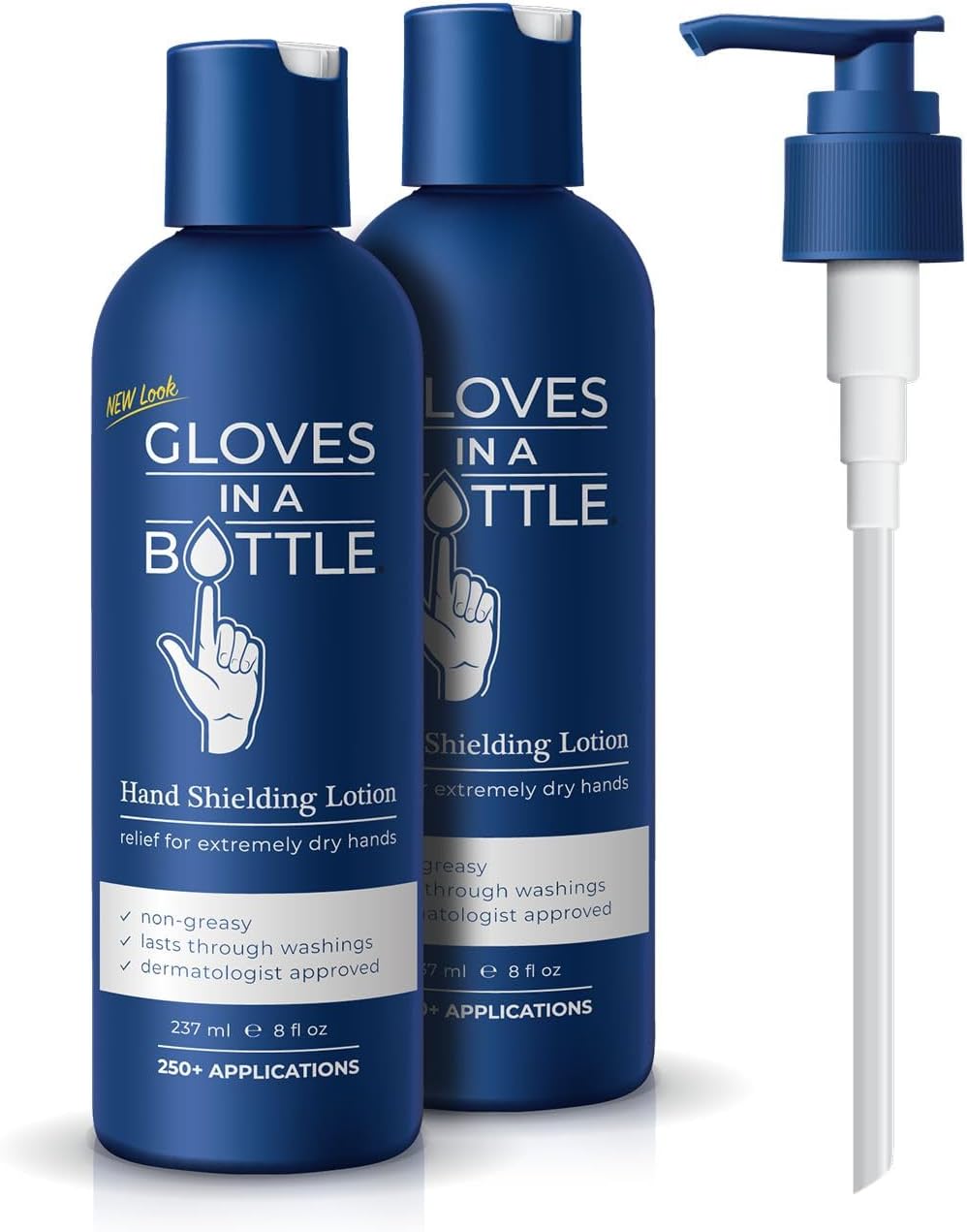 قفازات في زجاجة 2 × لوشن حماية 8 اونصة + 1 موزع مضخة - للبشرة الجافة المتشققة