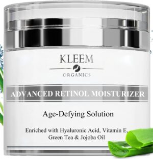 كريم مقاوم للتجاعيد وعلامات التقدم بالعمر للوجه والرقبة ومنطقة اعلى الصدر مع 2.5 ريتينول وحمض الهيالورونيك أفضل ليلي ونهاري مضاد للرجال والنساء - النتائج في 5 أسابيع.، 1.7 Fl Oz، من كلييم اورجانيكس