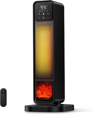 مدفأة كهربائية للشتاء للغرفة مع جهاز تحكم عن بعد وشاشة رقمية، دفاية برجية 2200 واط بمعامل حراري موجب مع زاوية واسعة للاستخدام الداخلي من شايب مارت