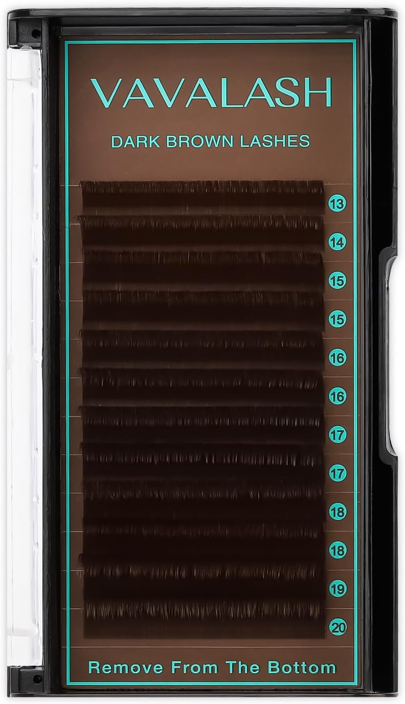 فافلاش وصلات رموش ملونة بلون بني داكن 0.03 0.05 0.07 0.15 وصلات رموش مختلطة 13-20 ملم بانحناء C D بلون بني داكن (بني غامق-0.05-D-13-20 ملم)