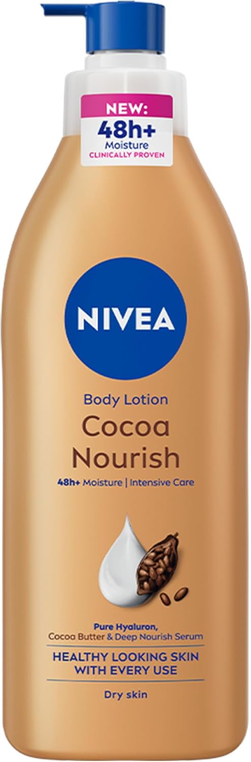 NIVEA Body Lotion Moisturizer for Dry Skin, 48h Moisture Care, Cocoa Butter Vitamin E, 400ml Package design may vary 16 61c5SzhDmvL. AC SL1500