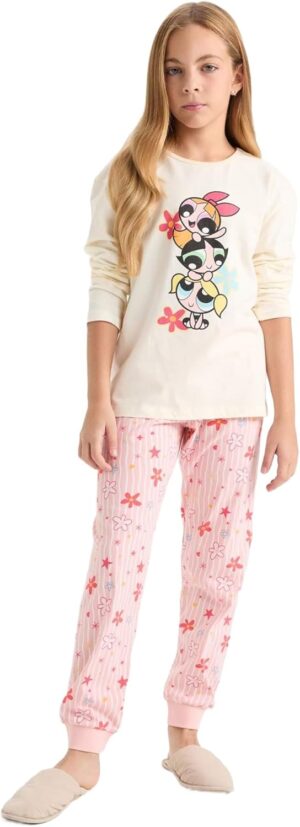 طقم بيجامة للبنات مطبوع عليه ديفاكتو Girl مكون من قطعتين