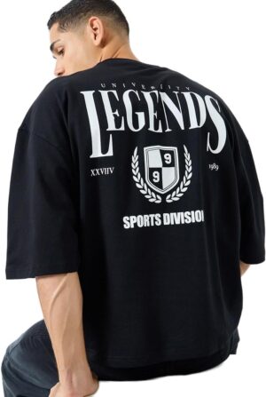 تيشرت قصير مطبوع برقبة دائرية للرجال من ستايلي