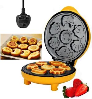 ماكينة صنع الوافل ان اي يو بي 7 بأشكال مختلفة للأطفال، ماكينة صنع الوافل على شكل حيوانات، جهاز وافلر كهربائي مقاوم للالتصاق، جهاز عمل كيك