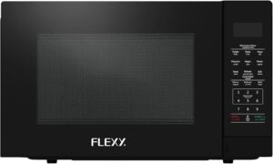 ميكروويف بشواية بقوة 1400 واط وقدرة إدخال 1560 واط ويحتوي على 10 مستويات طاقة و8 قوائم طهي تلقائية ووظيفة إزالة الثلج ومؤقت 99 دقيقة وصحن دوار 34.5 سم مع لوحة تحكم وباب زجاجي من فلكسي®، أسود، 42 لتر