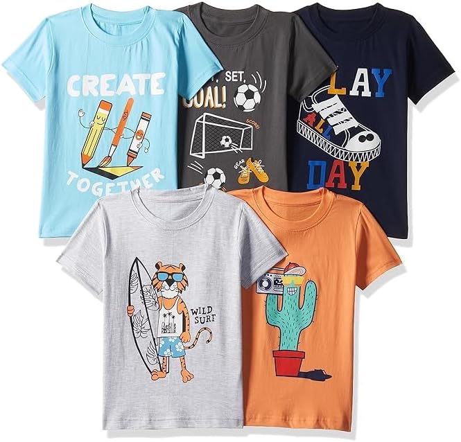 T2F boys Boys Half Sleeve Tshirt T-Shirt (pack of 5)