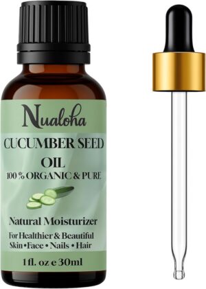 زيت خيار عضوي معصور على البارد، مرطب طبيعي للوجه والبشرة والأظافر والشعر والجسم من نوالوها