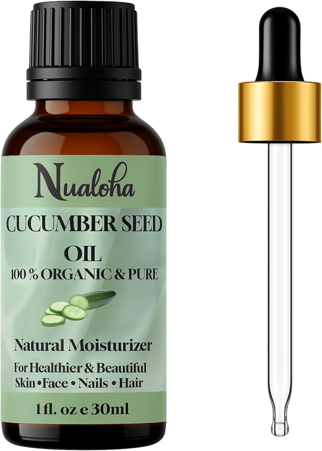 زيت خيار عضوي معصور على البارد، مرطب طبيعي للوجه والبشرة والأظافر والشعر والجسم من نوالوها