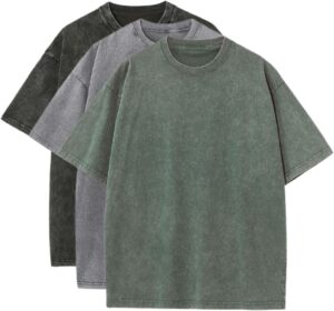 تيشيرتات رجالية صيفية كبيرة الحجم من القطن تيشيرت فضفاض بتصميم كلاسيكي بأكمام قصيرة مناسب للمظهر الكاجوال وللارتداء في الشارع، 3 قطع
