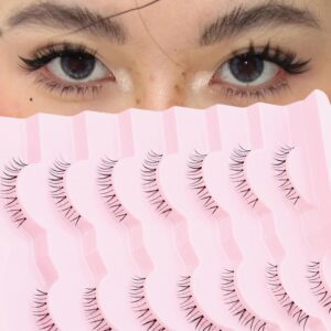 اوتوبين 7 ازواج من الرموش السفلية بنمط المانجا اليابانية، شرائط ناعمة وشفافة، رموش صناعية بمظهر طبيعي، رموش سفلية قابلة لاعادة الاستخدام (A08)