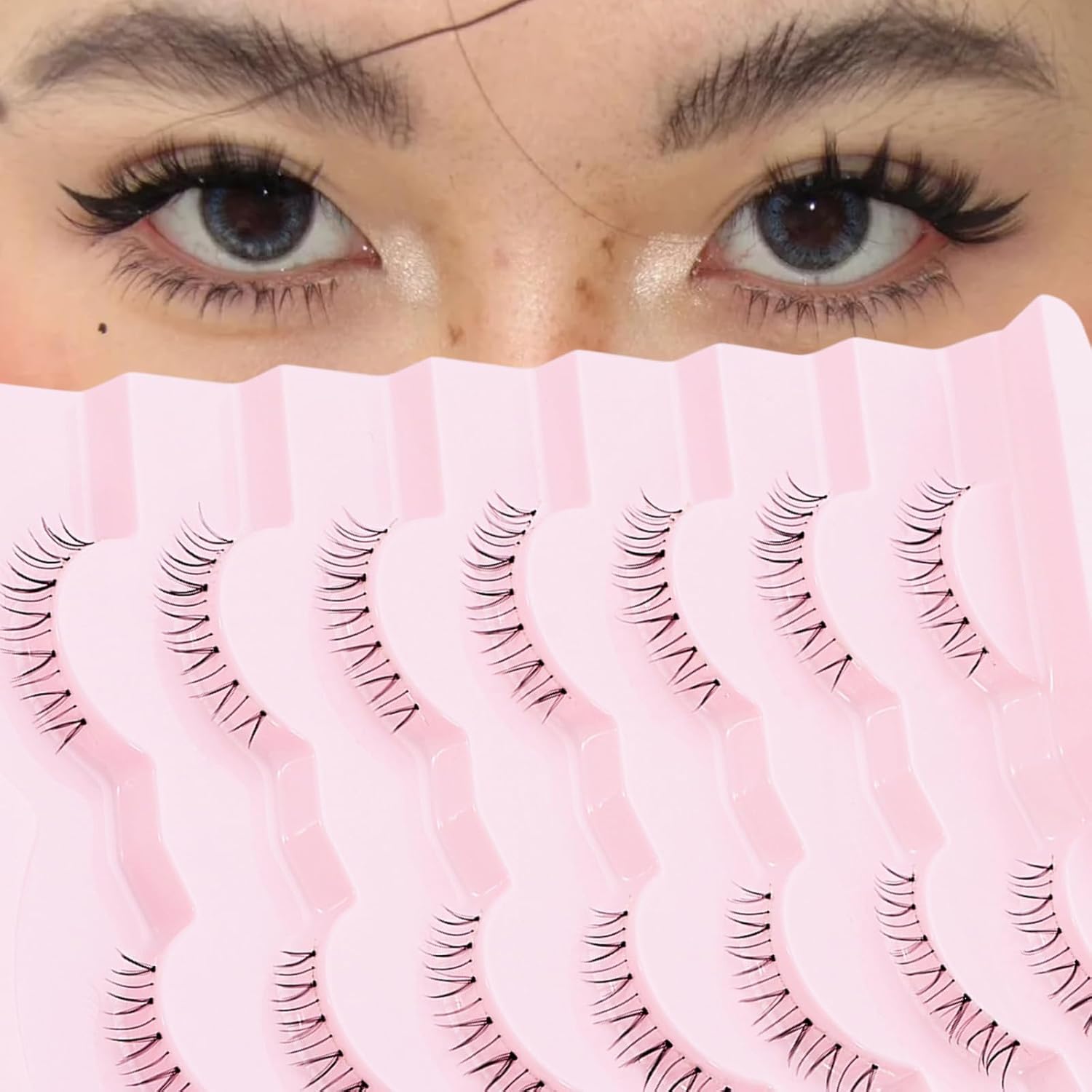 اوتوبين 7 ازواج من الرموش السفلية بنمط المانجا اليابانية، شرائط ناعمة وشفافة، رموش صناعية بمظهر طبيعي، رموش سفلية قابلة لاعادة الاستخدام (A08)