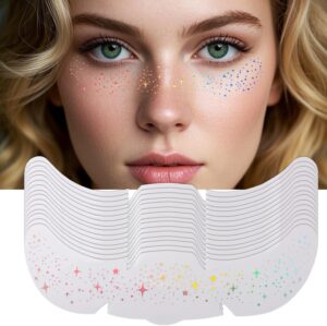 12 قطعة من الوشم المؤقت بالوان قوس قزح لامعة للوجه - رقع مكياج لامعة ذاتية اللصق مقاومة للماء للمهرجانات والشتاء والهالوين - ملصقات لامعة لامعة ثلاثية الابعاد للوجه