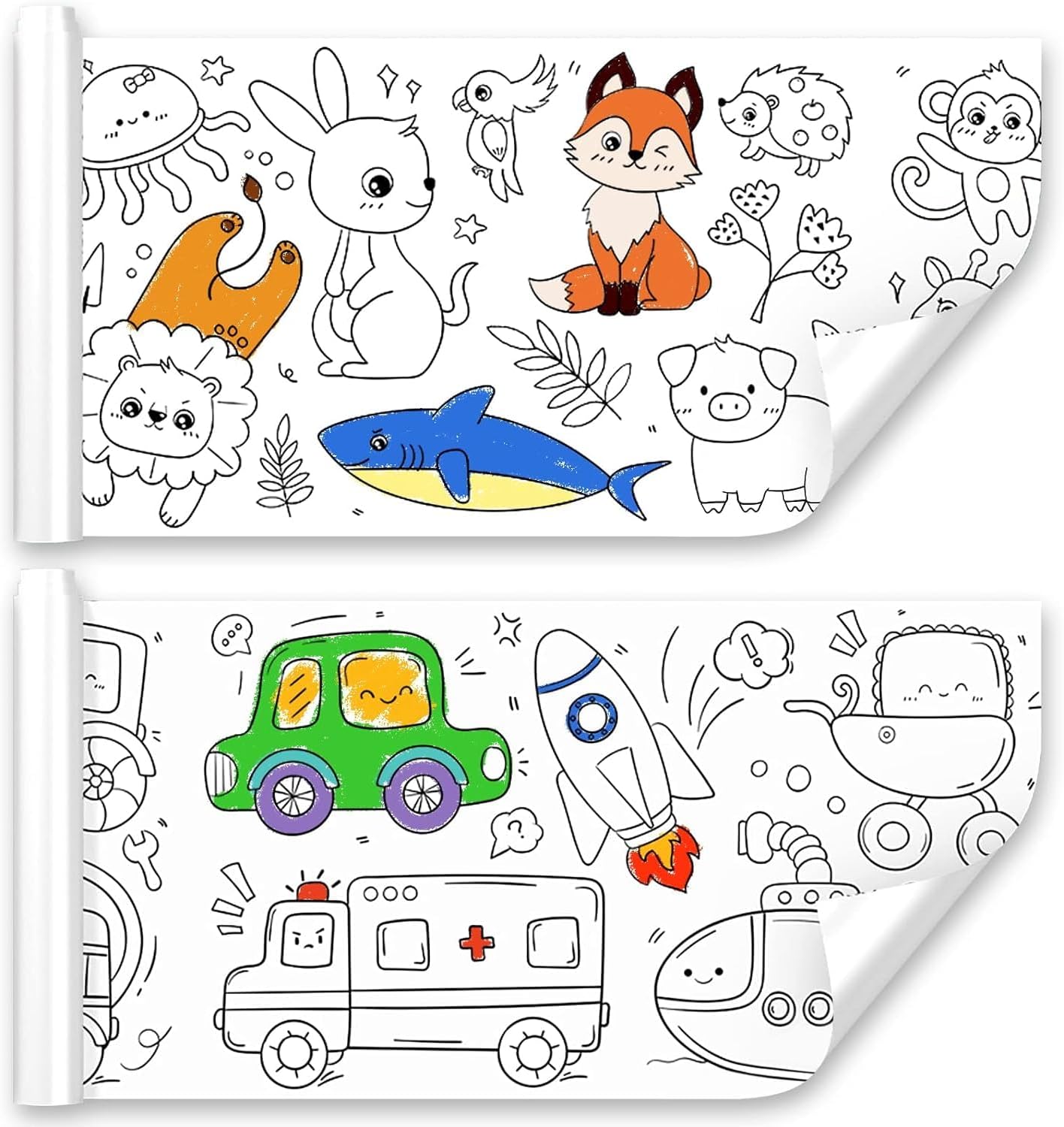 لفة ورق رسم من يلا جوي، لفة ورق تلوين للاطفال، ورق رسم كبير 300 × 30 سم للاطفال، لفة ورق رسم قابل للالتصاق، هدية مثالية للصف المنزلي وحفلات اعياد الميلاد