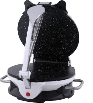 ماكينة صنع الخبز/الروتيلا/التورتيلا والبيتزا من جانو مقاس 25 سم 1000 واط أنبوب الستانلس ستيل طلاء غير لاصق سهل التنظيف لون فضي موديل E05305