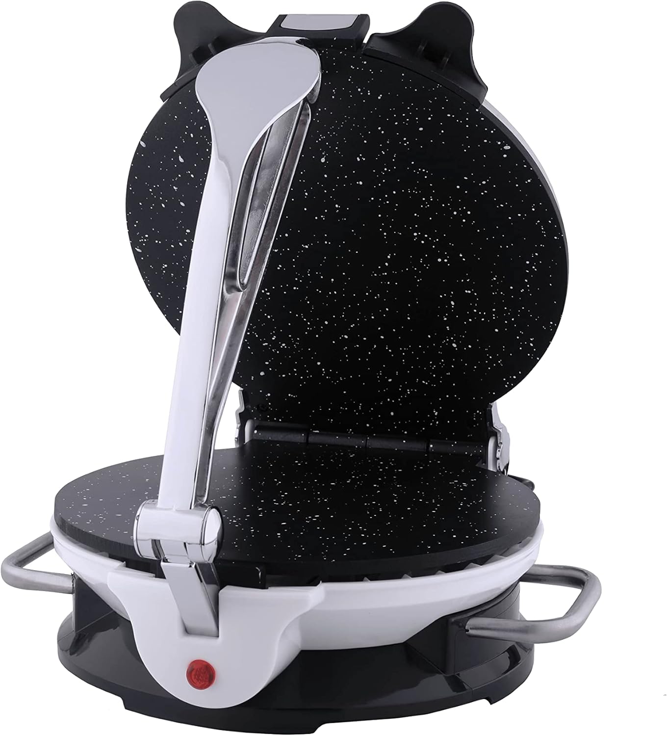 ماكينة صنع الخبز/الروتيلا/التورتيلا والبيتزا من جانو مقاس 25 سم 1000 واط أنبوب الستانلس ستيل طلاء غير لاصق سهل التنظيف لون فضي موديل E05305