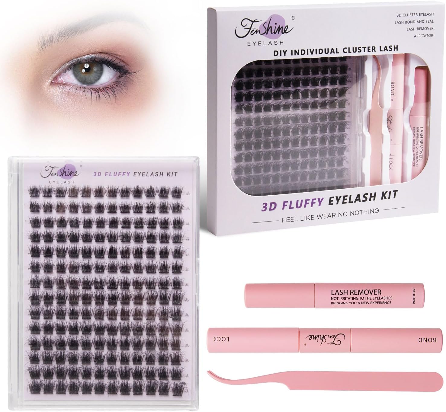 فينشاين رموش عنقودية فردية بجذع عريض على شكل حرف C/D بطول 9-15 ملم، وصلات رموش صناعية فردية ناعمة للاستخدام الشخصي في المنزل (144 قطعة مختلطة 9-15 ملم، مجموعة وصلات الرموش)