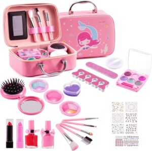مجموعة مكياج للأطفال من ساينيش، مصنوعة من مواد قابلة للذوبان، مخصصة للفتيات، آمنة وغير سامة وقابلة للغسل وسهلة التنظيف. تساعد على تنمية مهارات التفكير الإبداعي.