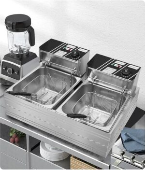 مقلاة عميقة سعة 12 لتر بخاصية التحكم في درجة الحرارة بقدرة 5000 واط وسعة كبيرة 12 لتر من اي تي لايف، لون فضي JCK