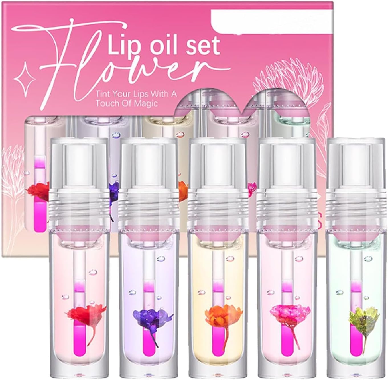 مجموعة زيت شفاه لتكبير الشفاه من كولور تشينج، ملمع شفاه شفاف للعناية بالشفاه، زيت مرطب شفاه نباتي طبيعي، مغذي، غير لزج