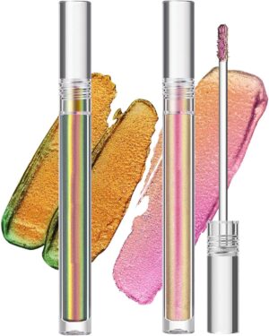 Metallic Liquid Chameleon Eyeshadow, Multi Dimensional Eye Looks, Long Lasting Holographic Glitter Multichrome Eyeshadows Makeup, 2 Pcs