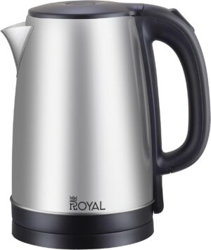 غلاية كهربائية ستانلس ستيل RA-EK1837 من رويال ابلاينسيز، سعة 1.8 لتر، 1500 واط، وحدة تحكم مزدوجة، إيقاف تشغيل تلقائي، حماية من الحرارة الزائدة