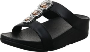 FitFlop Fino Crystal-Jewel H-Bar Slides womens Sandal