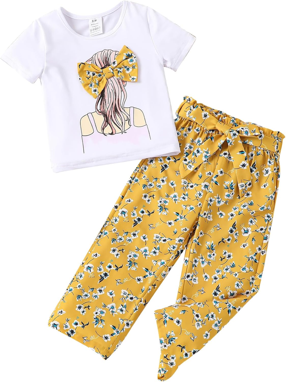 تيشيرت وسروال مطبوع للبنات الصغيرات بعمر 1- 8 سنوات ملابس عصرية من فيري نيو