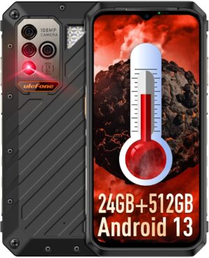 Ulefone 5G Rugged Phone, 24GB + 512GB Power Armor 18 Ultra Android 13 Smartphone, Thermometer, 108MP+32MP Camera, 9600mAh 66W Fast Charging, Wireless Charge, 6.58" Corning Gorilla Glass Screen, NFC