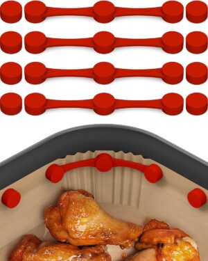 مشبك سيليكون مغناطيسي وفواصل مطاطية للمقلاة الهوائية من ازوني - حامل بطانة مغناطيسي مطور، ملحق بطانة سيليكون للمقلاة الهوائية، يمنع ورق البرشمان من لمس عنصر التسخين، يناسب جميع المقالي الهوائية