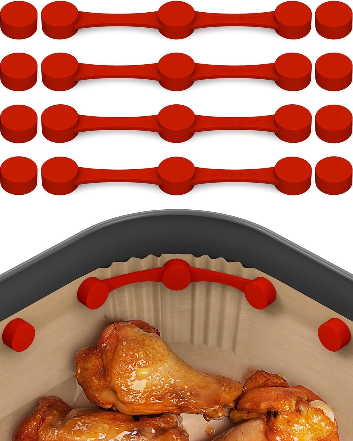 مشبك سيليكون مغناطيسي وفواصل مطاطية للمقلاة الهوائية من ازوني - حامل بطانة مغناطيسي مطور، ملحق بطانة سيليكون للمقلاة الهوائية، يمنع ورق البرشمان من لمس عنصر التسخين، يناسب جميع المقالي الهوائية