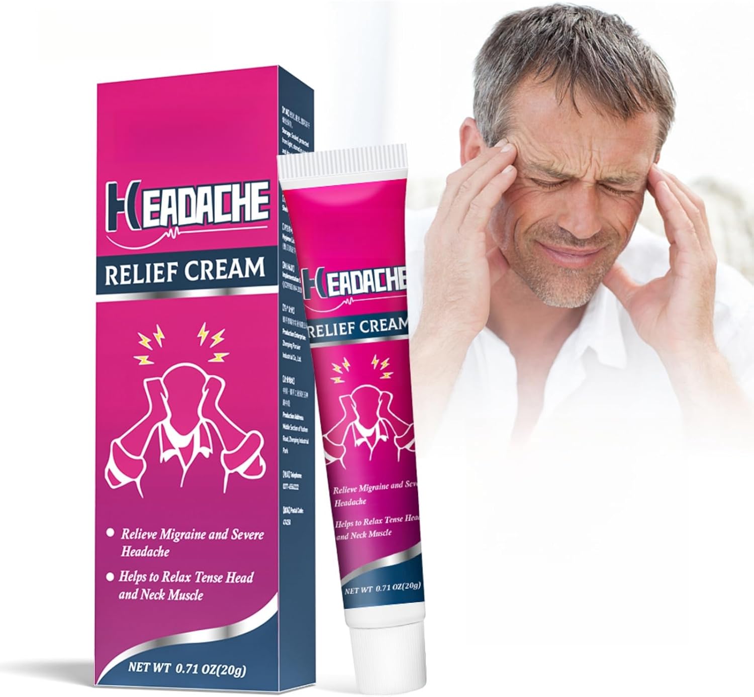 بوسيشي كريم تخفيف الصداع - 20 غرام - تركيبة عشبية طبيعية - لا يسبب التهيج - يخفف والدوخة والغثيان - يهدئ ضغط الرأس وعدم الراحة - سريع المفعول للصداع النصفي