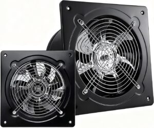 HYZHANHONG مروحة شفط للمطبخ بحجم 4-12 بوصة، مراوح شفط نافذة محمولة قوية، مراوح تهوية منزلية للتثبيت على الحائط، للحمام، المتاجر، غرف التدخين، المرآب (أسود),Black,10 Inch