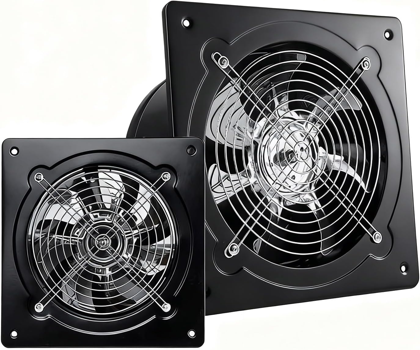 HYZHANHONG مروحة شفط للمطبخ بحجم 4-12 بوصة، مراوح شفط نافذة محمولة قوية، مراوح تهوية منزلية للتثبيت على الحائط، للحمام، المتاجر، غرف التدخين، المرآب (أسود),Black,10 Inch