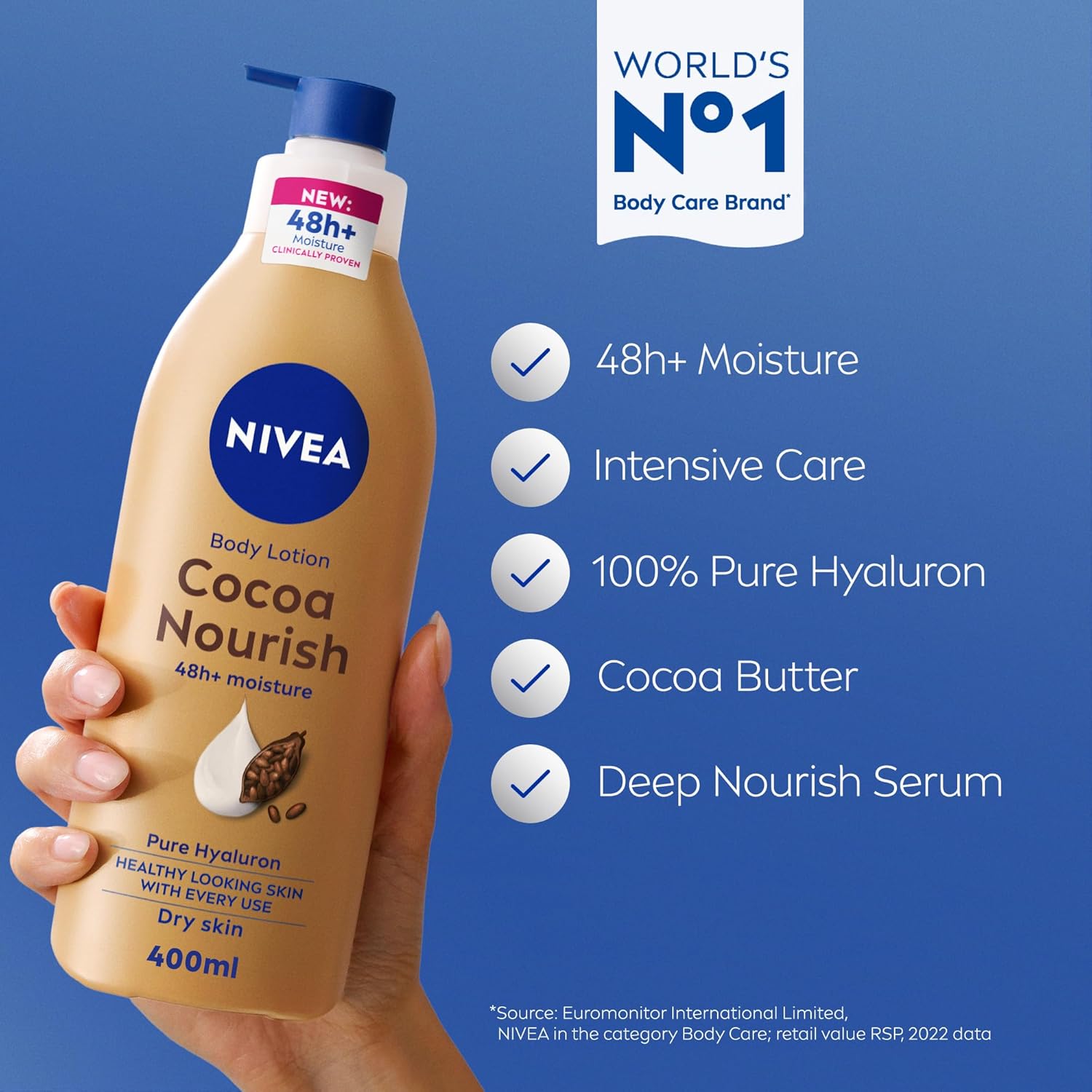 NIVEA Body Lotion Moisturizer for Dry Skin, 48h Moisture Care, Cocoa Butter Vitamin E, 400ml Package design may vary 10 81LbSgoq5EL. AC SL1500