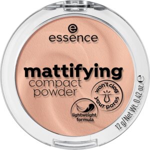 Essence Mattifying Compact Powder | 04 Perfect Beige | Lightweight Oil Free Face Makeup | Natural Matte Finish | Long Lasting Smooth Skin | Portable Beauty Powder | 12g