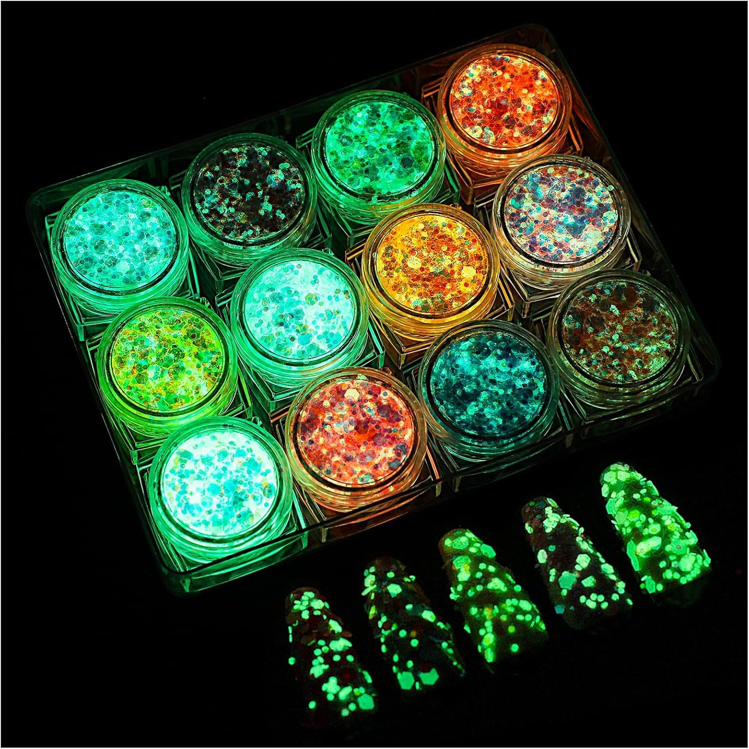 ميكنج تيك جل لامع للوجه والجسم يتوهج في الظلام، جليتر بضوء اسود بالاشعة فوق البنفسجية للنساء للجسم/الوجه/الشعر/المكياج/فن الاظافر، اكسسوارات مهرجانات لامعة مضيئة، لوازم حفلات الكرنفال