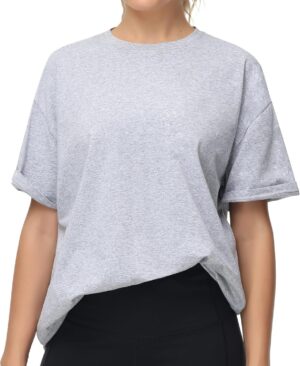 THE GYM PEOPLE Women's Casual Oversized T-Shirts Summer Crewneck Short Sleeve Workout Basic Tee Tops