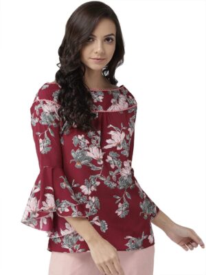 بلوزة بقصة عادية وتصميم زهور من كريف