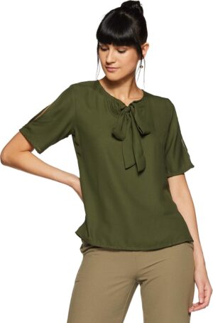 بلوزة بقصة عادية ولون واحد للنساء من كريف