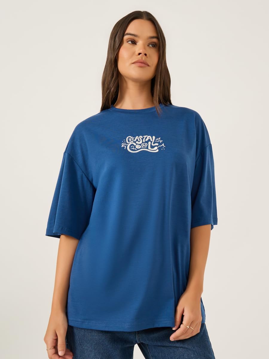 1771021781 تيشيرت مطرز باكمام قصيرة ومقاس كبير للنساء من ستايلي