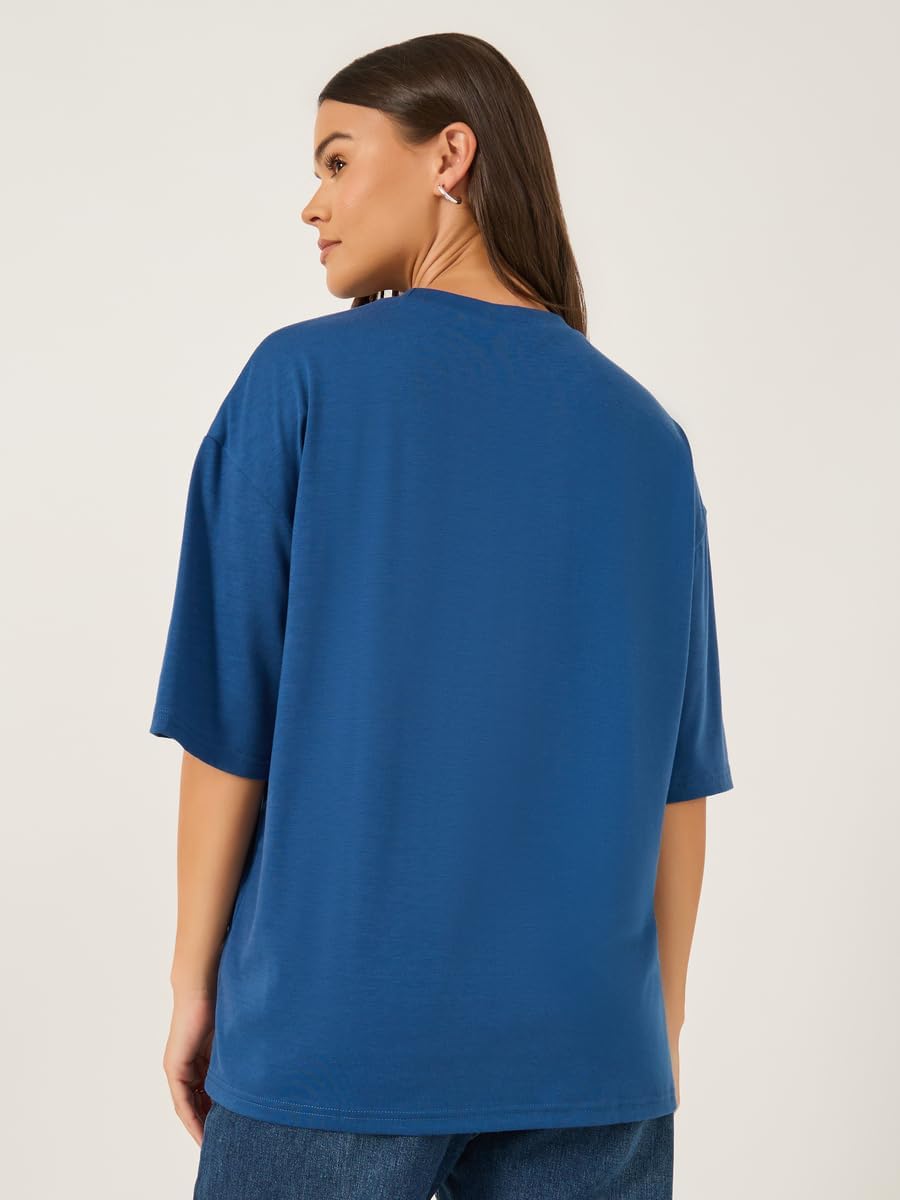 1771021784 تيشيرت مطرز باكمام قصيرة ومقاس كبير للنساء من ستايلي